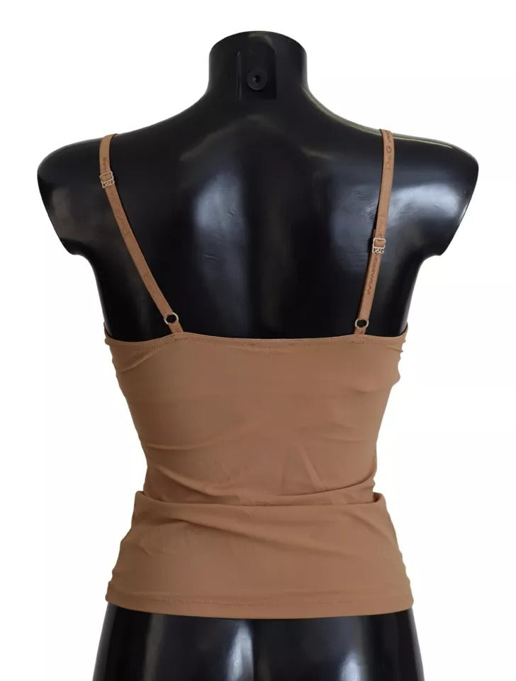 Dolce & Gabbana Brown Nylon Stretch Sleeveless Top Underwear - IT1 | XS