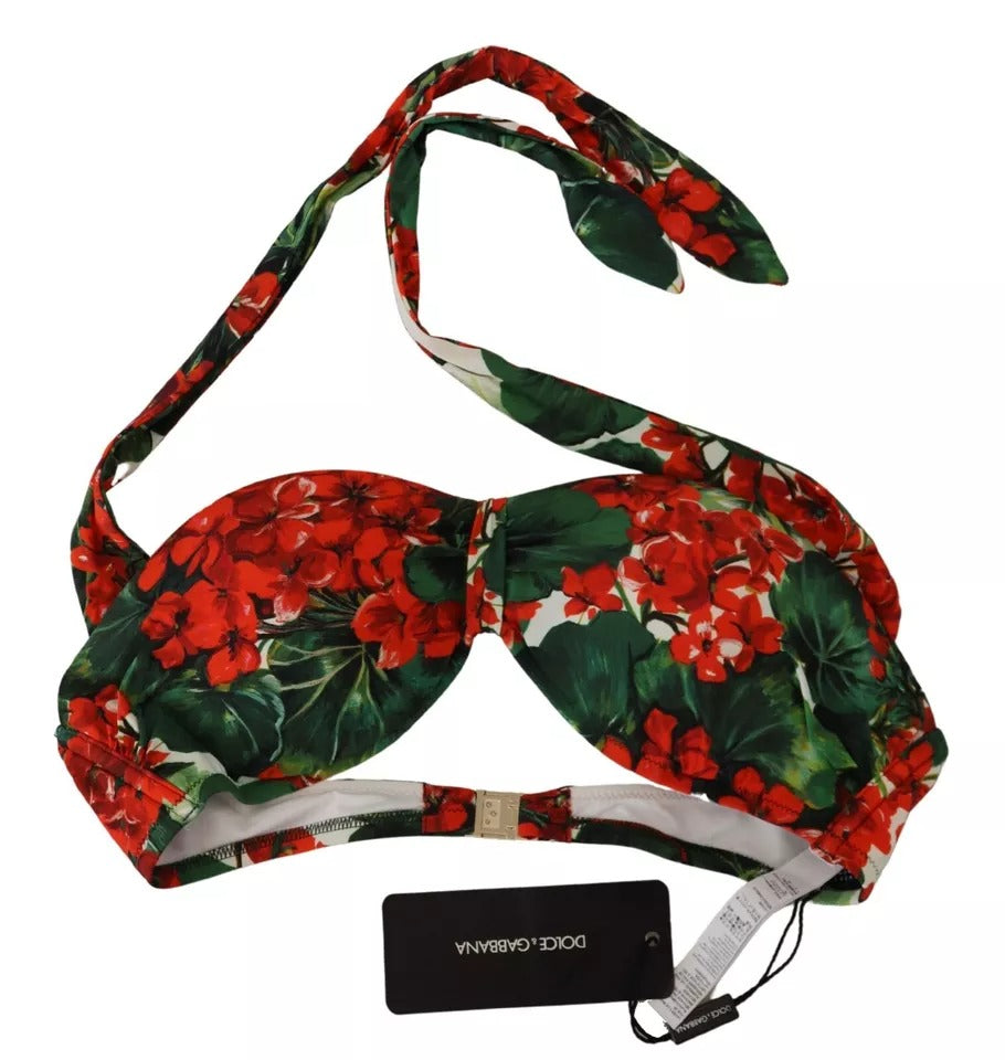 Dolce & Gabbana Multicolor Geranium Halter Beachwear Bikini Top - IT2 | S