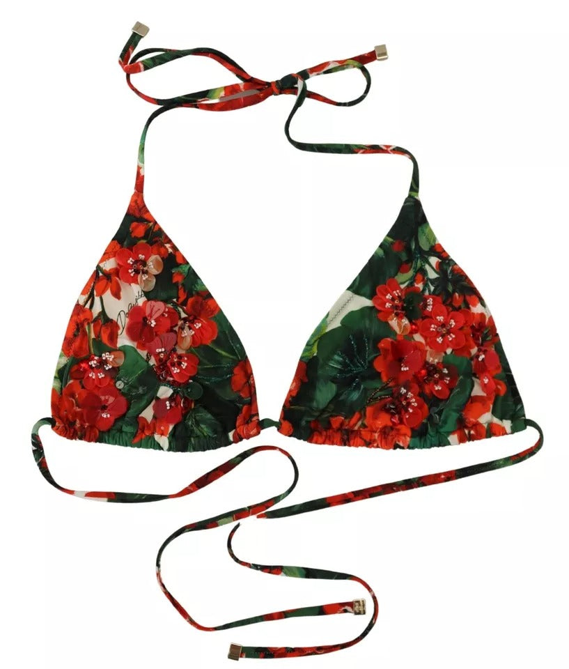 Dolce & Gabbana Multicolor Geranium Halter Beachwear Bikini Top - IT4 | L