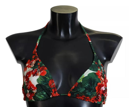 Dolce & Gabbana Multicolor Geranium Halter Beachwear Bikini Top - IT4 | L