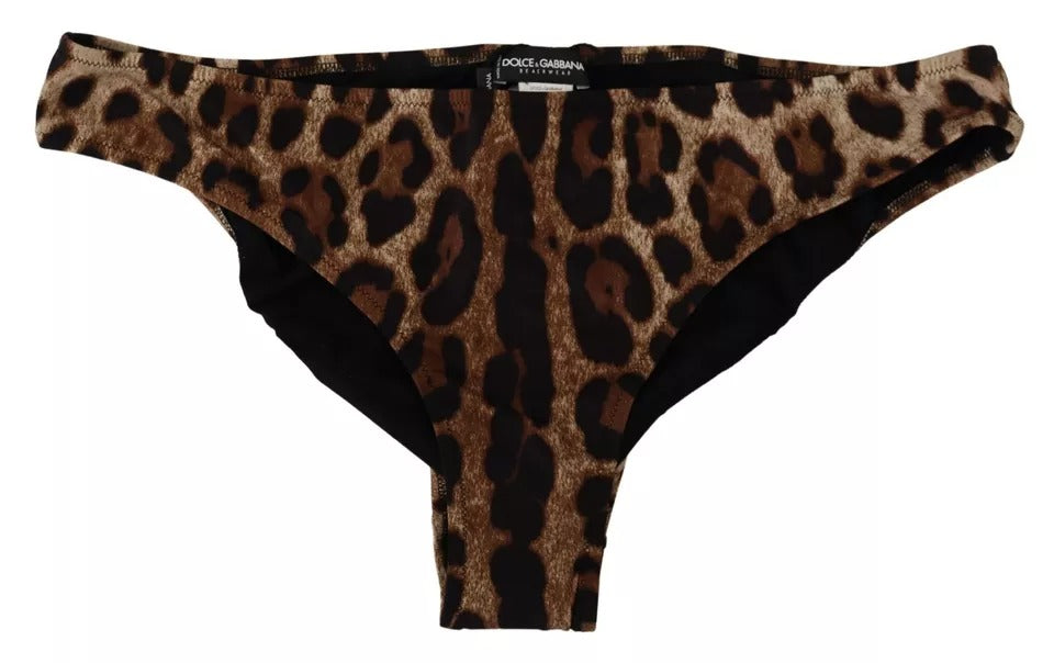 Dolce & Gabbana Brown Leopard Print Swimsuit Swimwear Bikini Bottom - IT4 | L