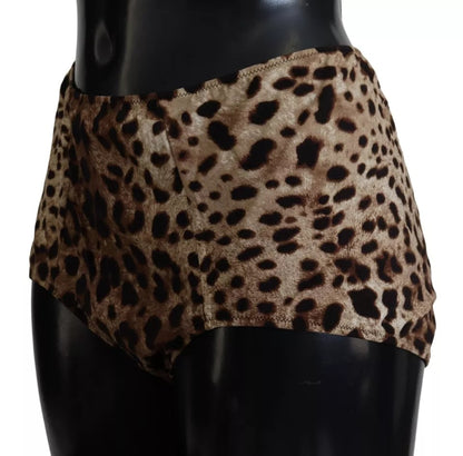 Dolce & Gabbana Brown Leopard Print Swimsuit Swimwear Bikini Bottom - IT4 | L