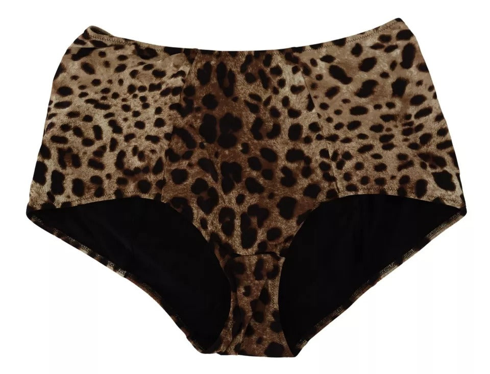 Dolce & Gabbana Brown Leopard Print Swimsuit Swimwear Bikini Bottom - IT4 | L