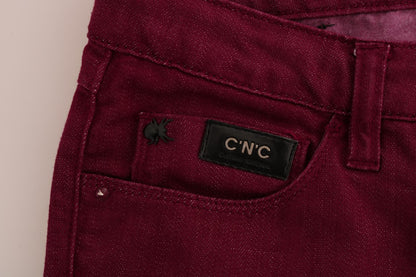 Costume National Sleek Red Straight Fit Luxury Jeans