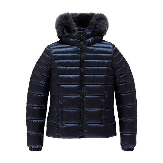 Refrigiwear Blue Nylon Women Jacket with Feather Padding