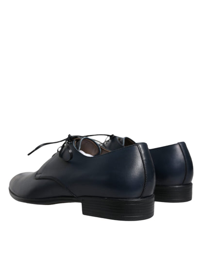 Dolce & Gabbana Navy Blue Leather Derby Dress Formal Shoes - EU42/US9