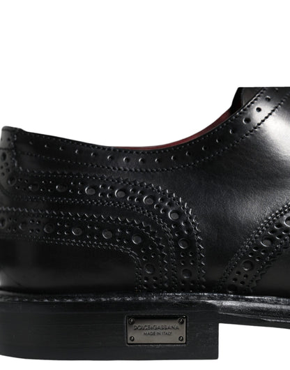 Dolce & Gabbana Black Leather Oxford Wingtip Formal Shoes - EU43/US10