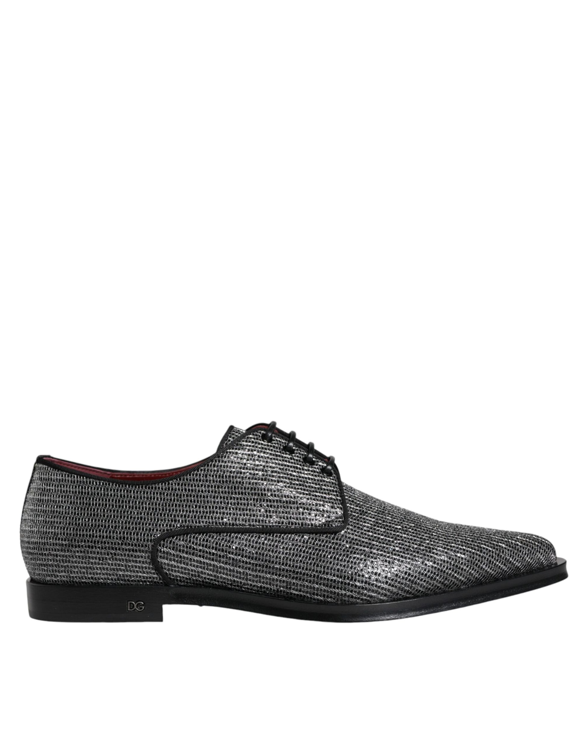 Dolce & Gabbana Silver Polyurethane Derby Formal Dress Shoes - EU43/US10