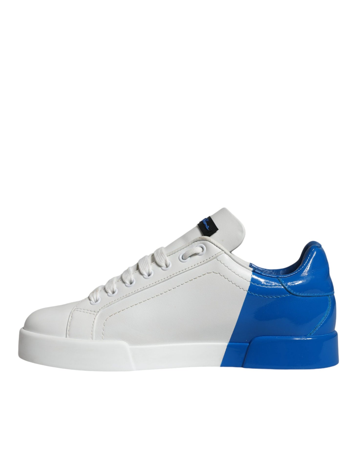 Dolce & Gabbana White Blue Leather Logo Low Top Sneakers Shoes - EU42/US9