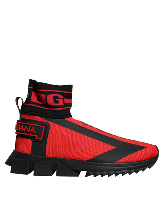 Dolce & Gabbana Red Black Fabric High Top Sorrento Sneakers Shoes - EU40/US7