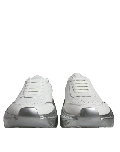 Dolce & Gabbana White Silver Daymaster Low Top Sneakers Shoes - EU40/US7