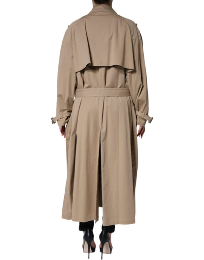 Dolce & Gabbana Khaki Double Breasted Trench Coat Jacket - IT40|S