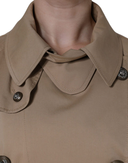 Dolce & Gabbana Khaki Double Breasted Trench Coat Jacket - IT40|S