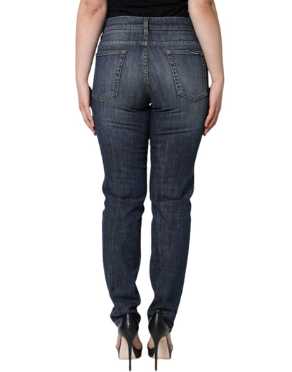 Dolce & Gabbana Dark Blue Cotton Stretch Skinny Denim Jeans - IT40|S