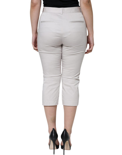 Dolce & Gabbana White Cotton Mid Waist Cropped Skinny Pants - IT44 | L