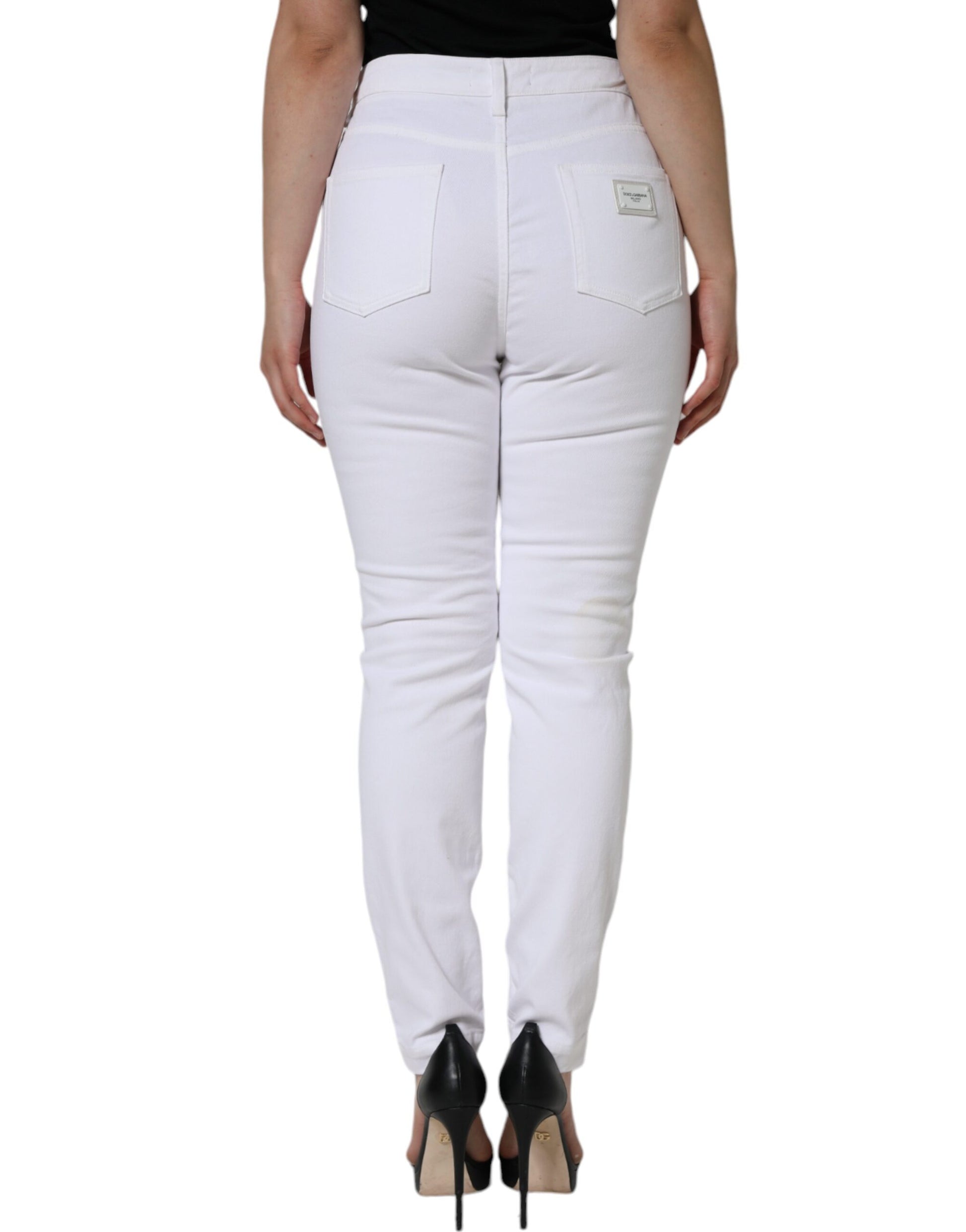 Dolce & Gabbana White Cotton Stretch AUDREY Skinny Jeans - IT46|XL