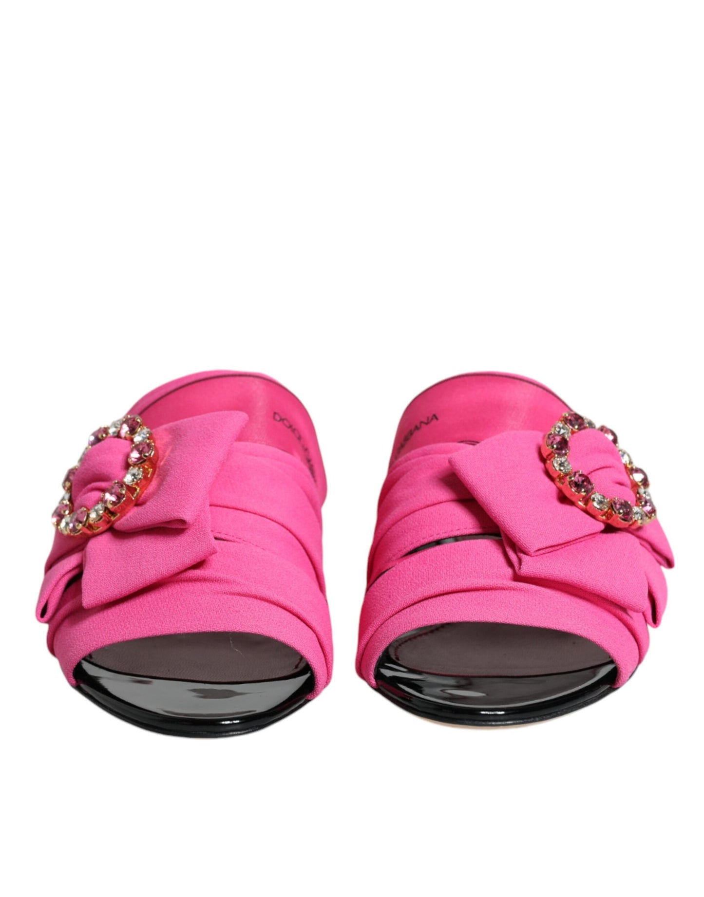 Dolce & Gabbana Pink Black Crystal Slides Sandals Shoes - EU36.5/US6.5