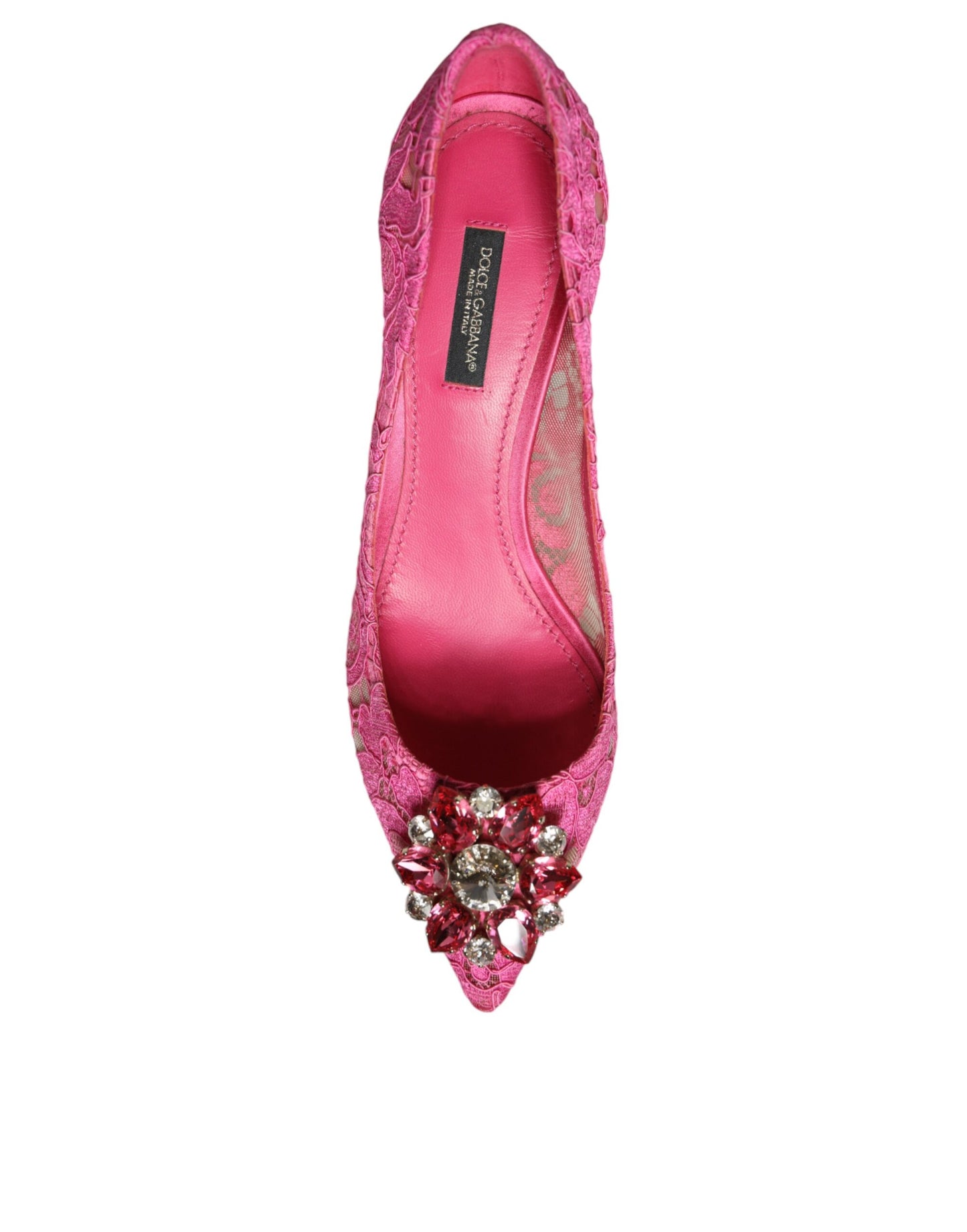 Dolce & Gabbana Pink Taormina Lace Crystal Heels Pumps Shoes - EU38/US8