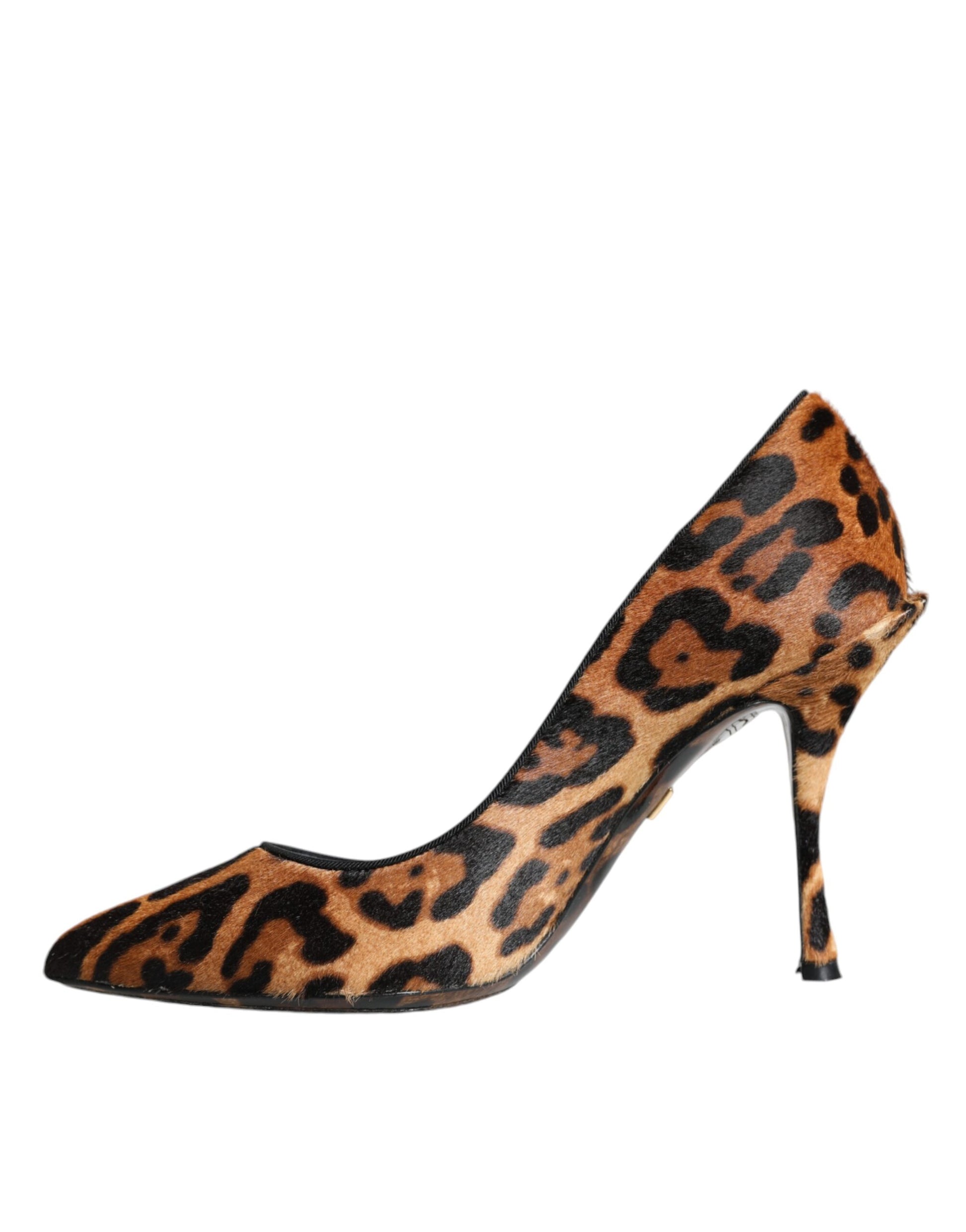 Dolce & Gabbana Brown Leopard Calf Hair Heels Pumps Shoes - EU36/US6