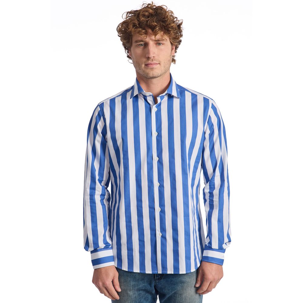 Baldinini Trend Blue Cotton Men Shirt - L