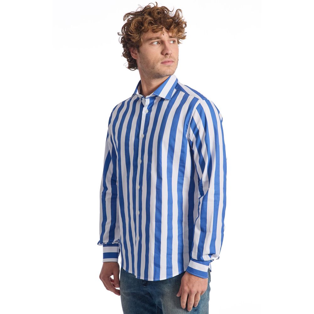 Baldinini Trend Blue Cotton Men Shirt - L