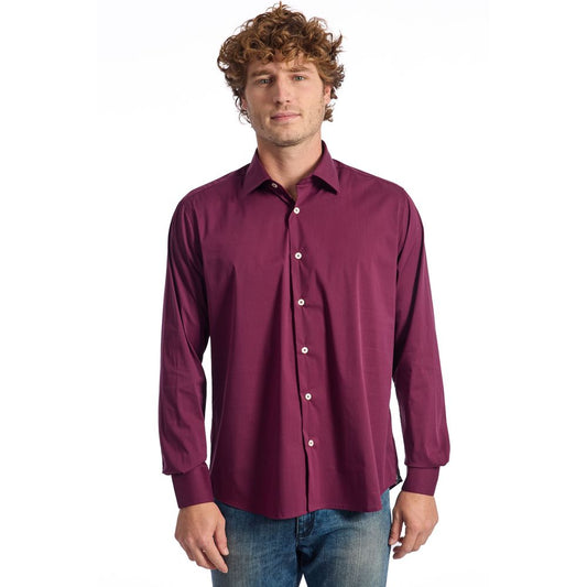 Baldinini Trend Burgundy Cotton Men Shirt