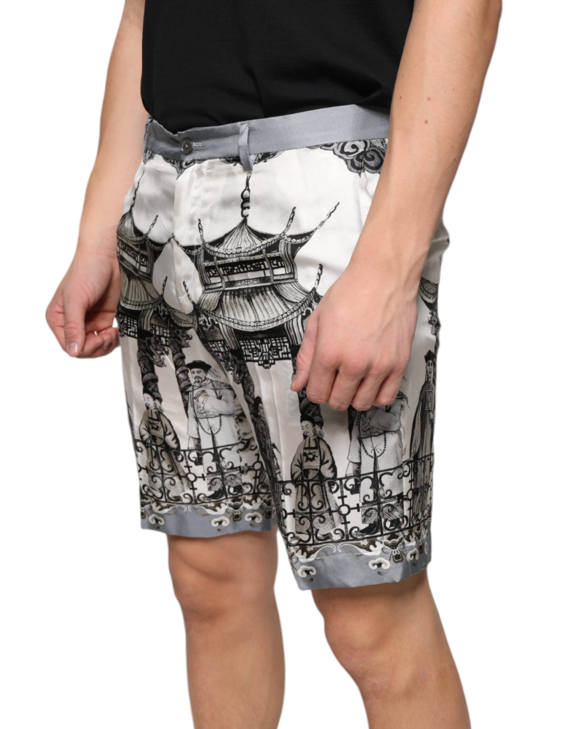 Dolce & Gabbana Multicolor Printed Silk Men Bermuda Shorts - IT46 | S