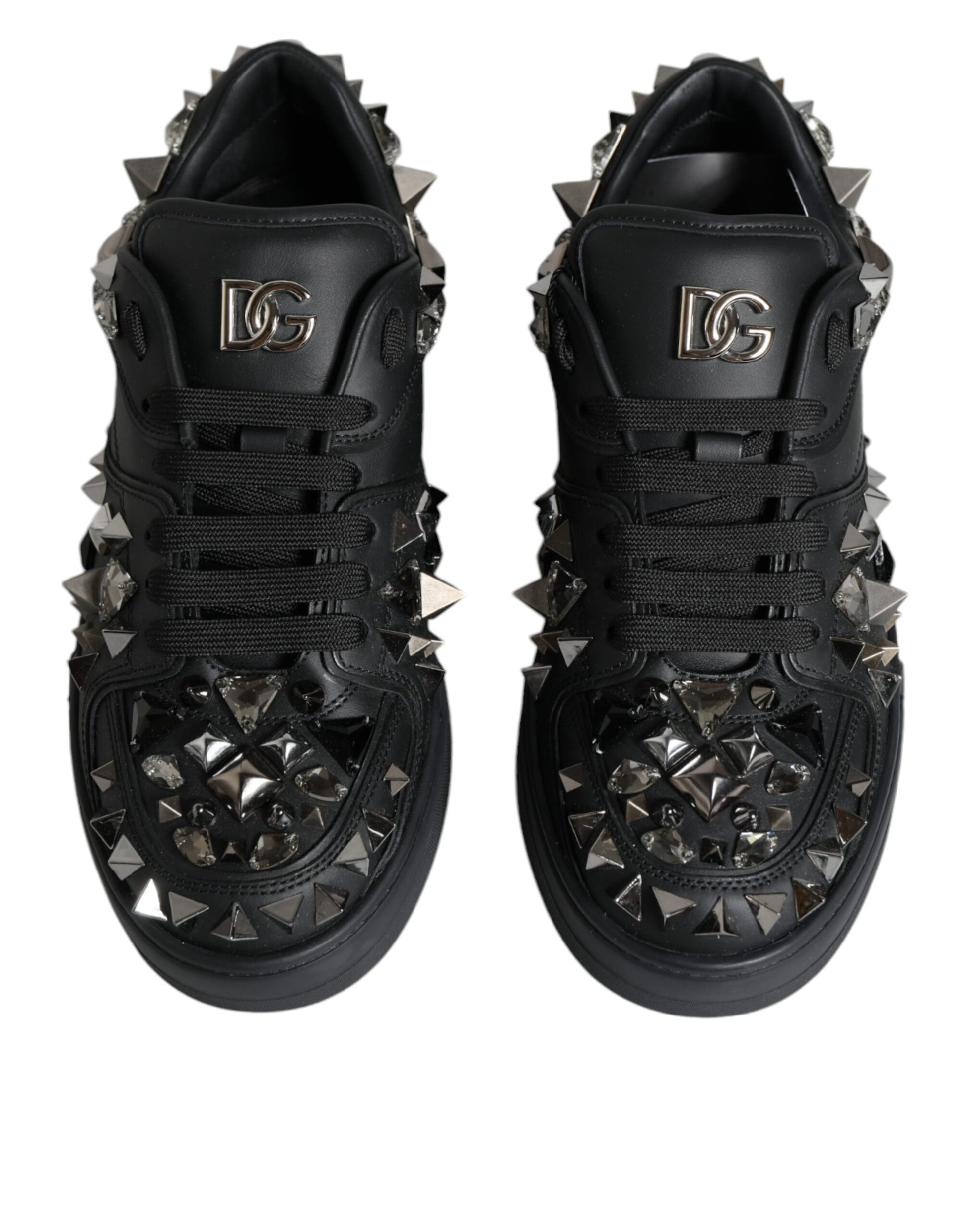 Dolce & Gabbana Black Studded Low Top Men Sneakers Shoes - EU41/US8