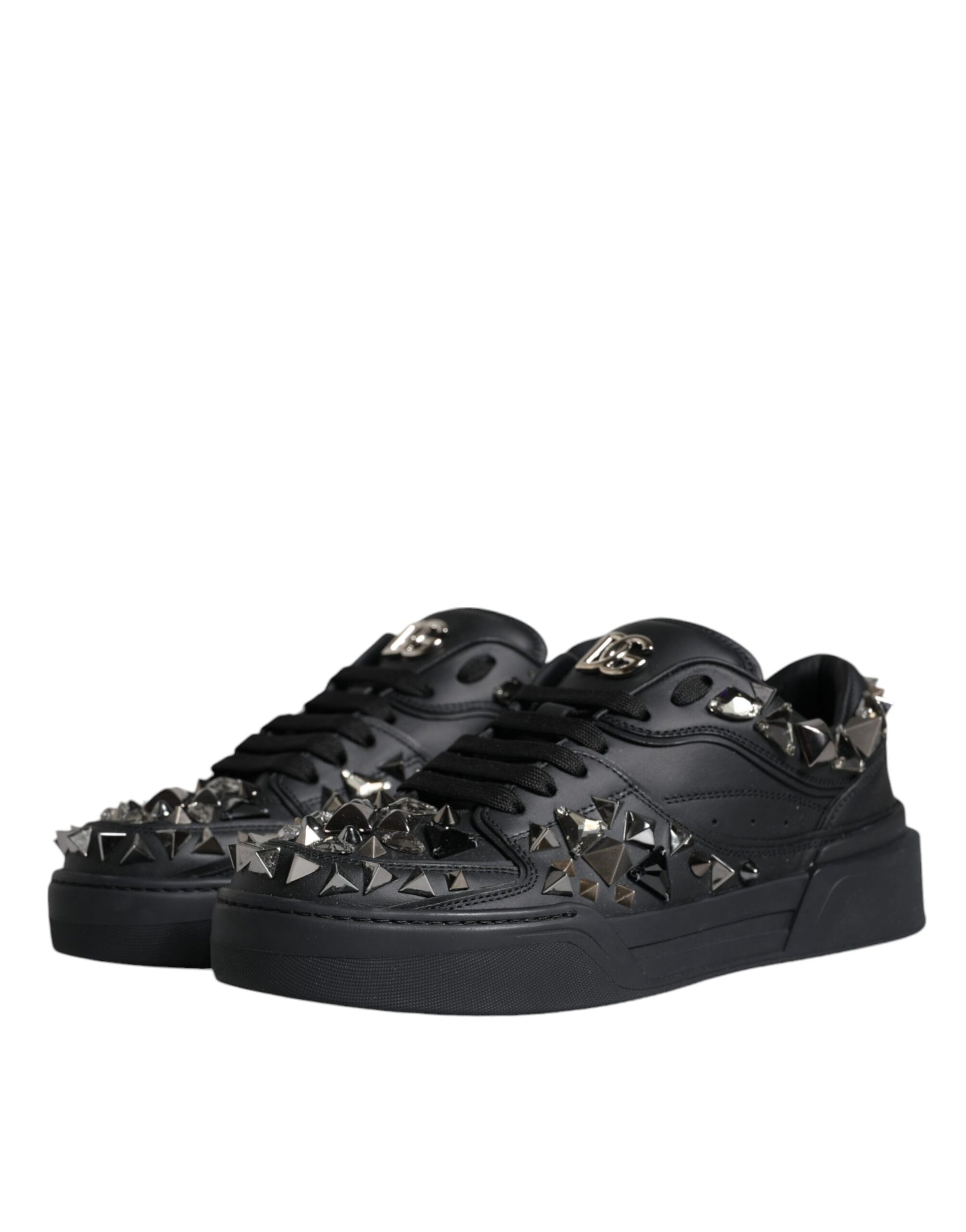 Dolce & Gabbana Black Studded Low Top Men Sneakers Shoes - EU41/US8