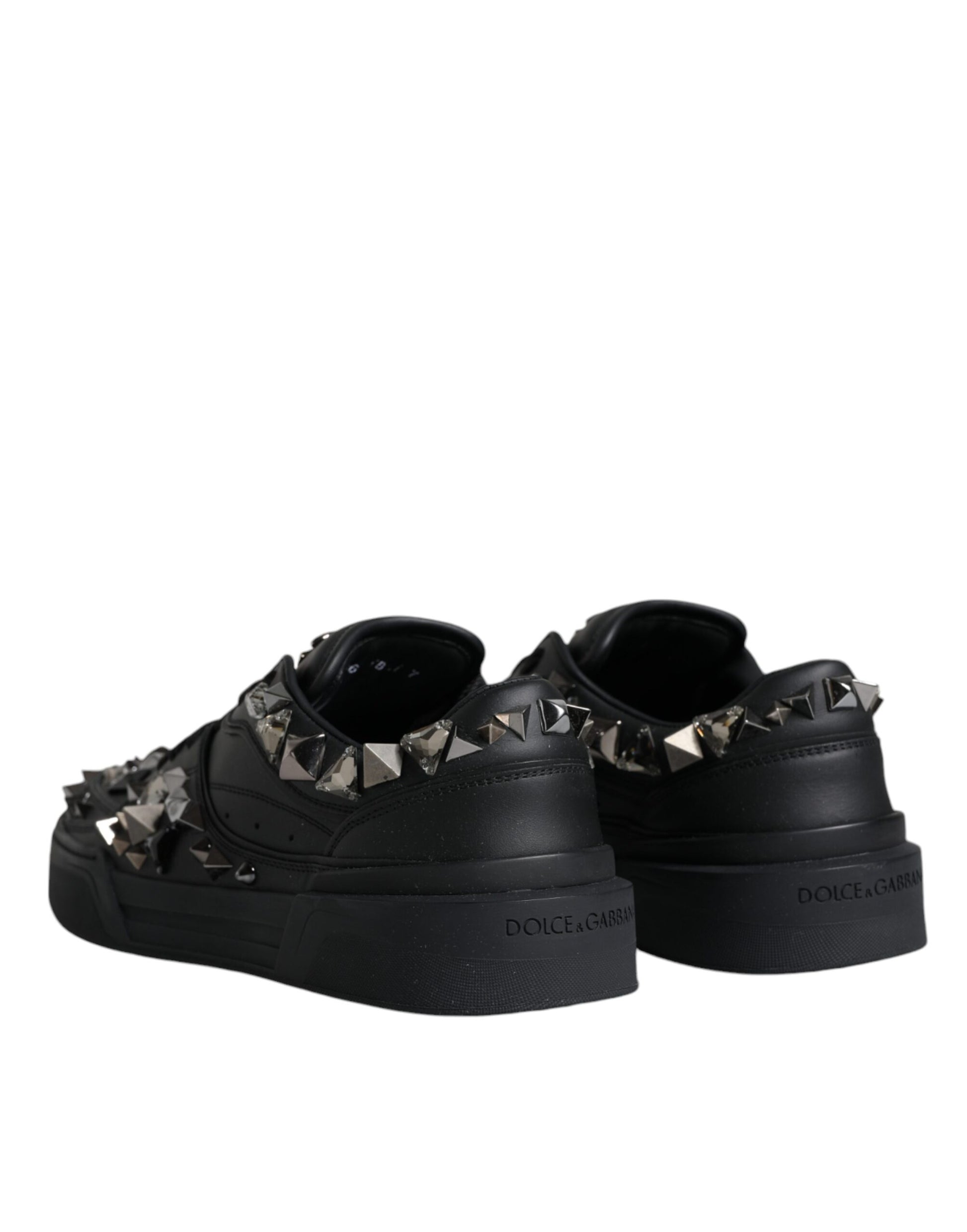 Dolce & Gabbana Black Studded Low Top Men Sneakers Shoes - EU41/US8