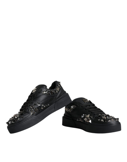 Dolce & Gabbana Black Studded Low Top Men Sneakers Shoes - EU41/US8