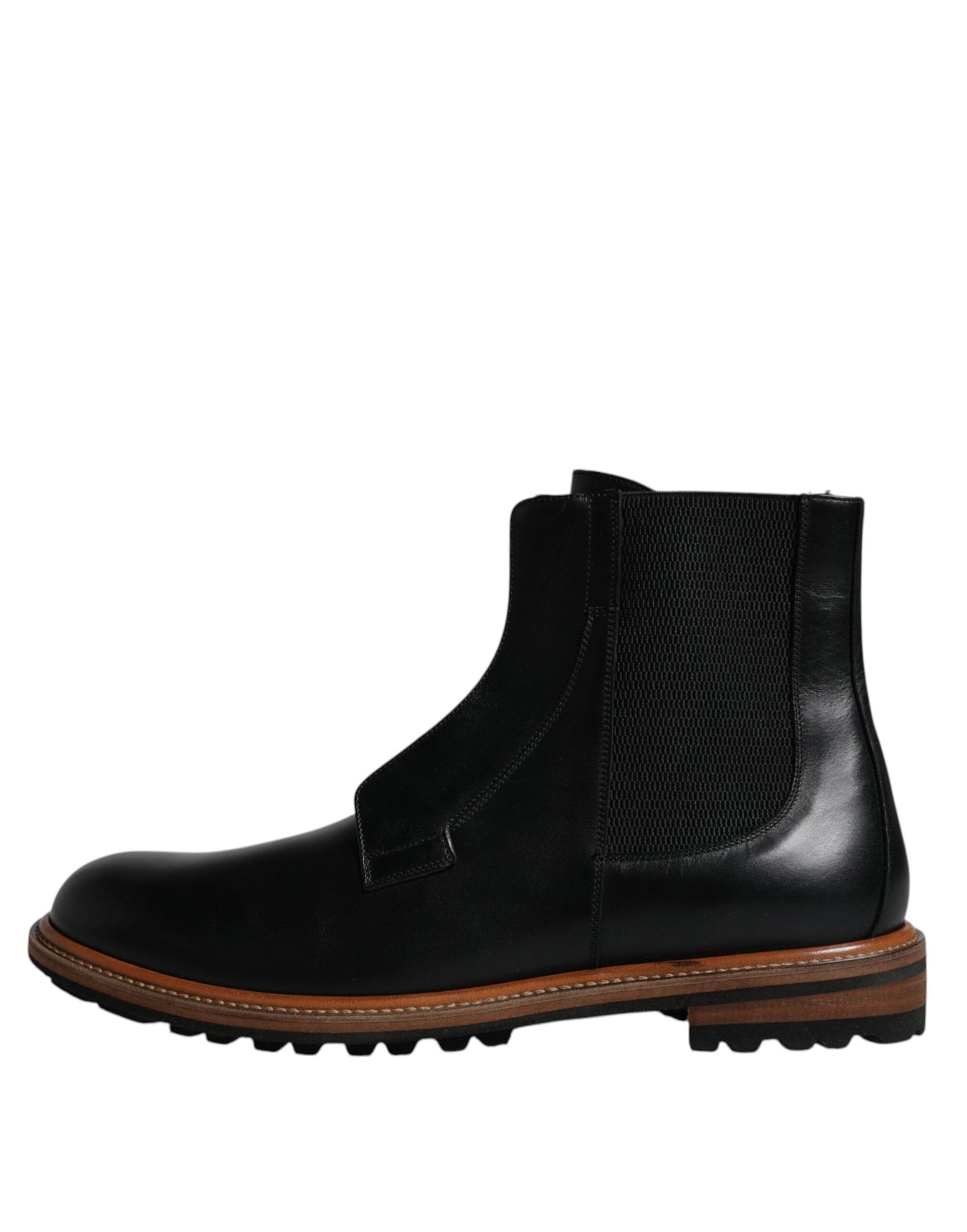 Dolce & Gabbana Black Leather Chelsea Mid Calf Men Boots Shoes - EU42.5/US9.5