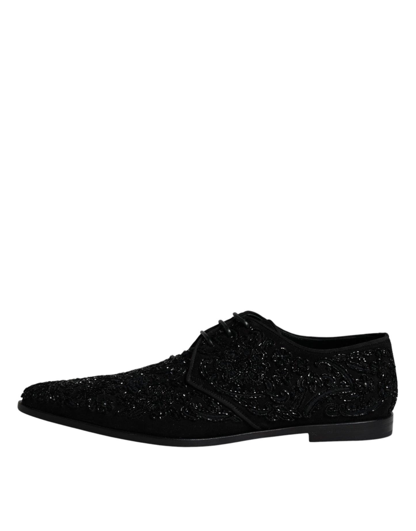 Dolce & Gabbana Black Embellished Suede Derby Formal Shoes - EU45/US12