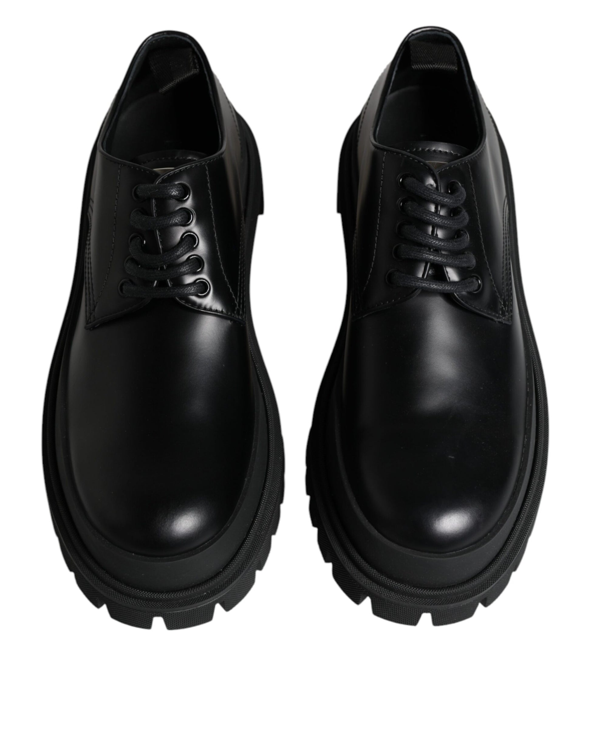 Dolce & Gabbana Black Leather Lace Up Trekking Dress Shoes - EU45/US12