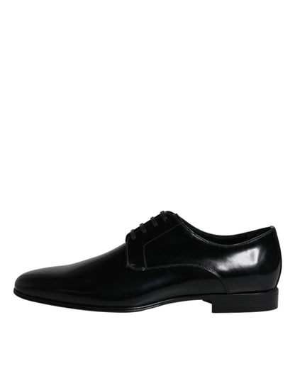 Dolce & Gabbana Black Leather Lace Up Men Derby Formal Shoes - EU42/US9