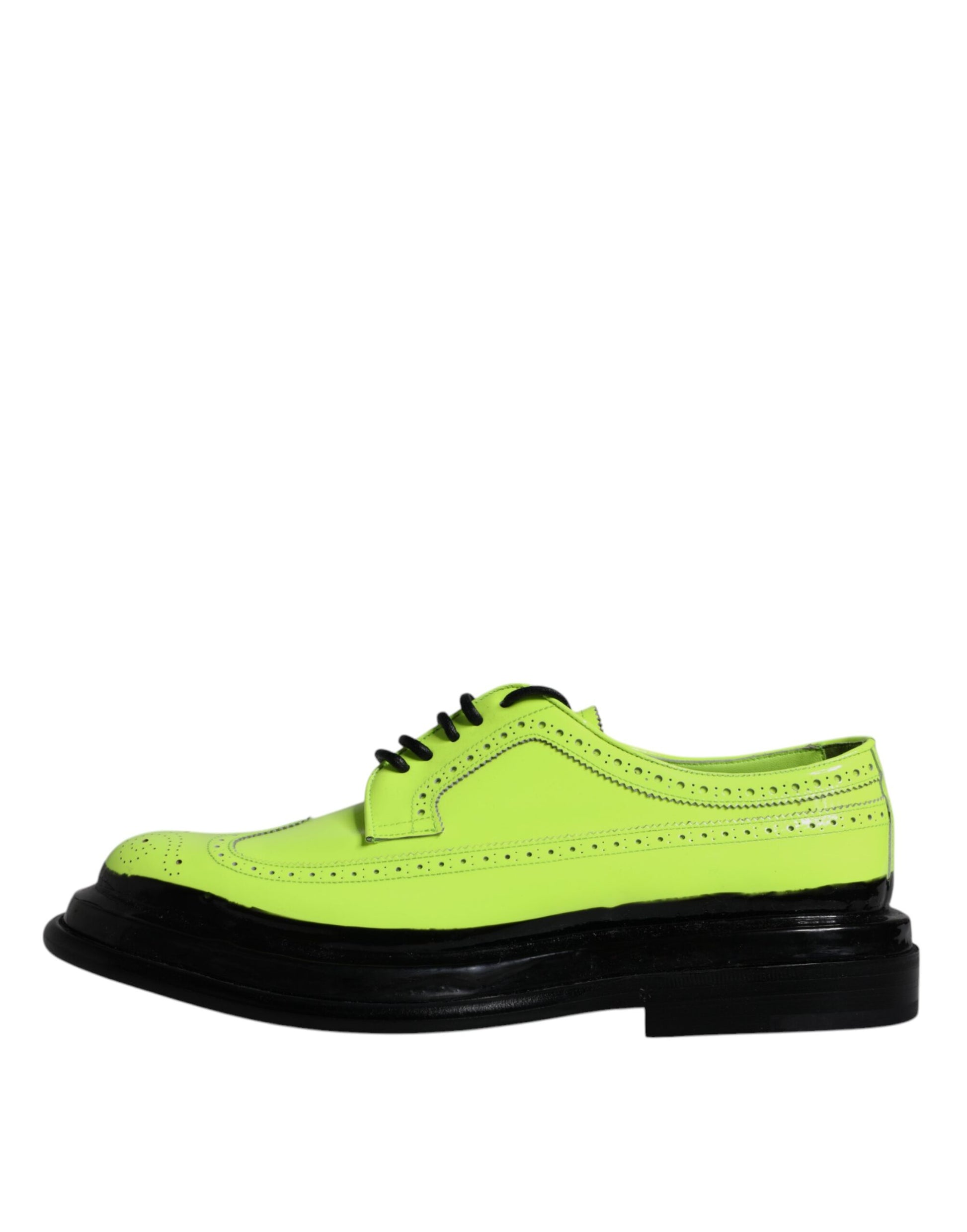 Dolce & Gabbana Neon Green Leather Lace Up Derby Dress Shoes - EU44/US11