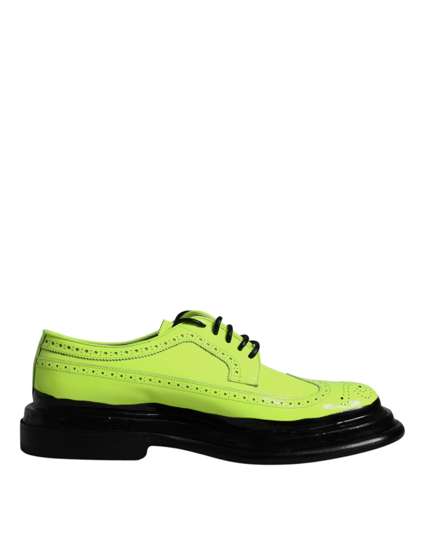 Dolce & Gabbana Neon Green Leather Lace Up Derby Dress Shoes - EU44/US11