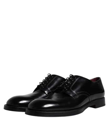 Dolce & Gabbana Black Leather Lace Up Men Derby Formal Shoes - EU46/US13