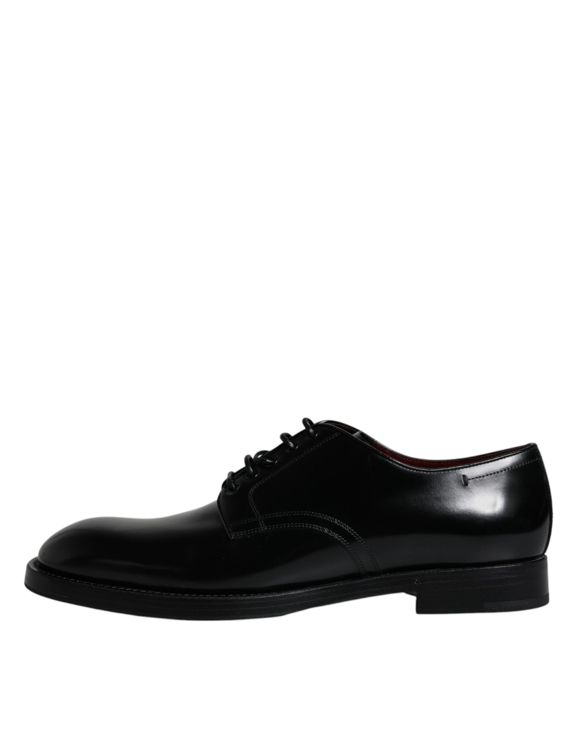 Dolce & Gabbana Black Leather Lace Up Men Derby Formal Shoes - EU46/US13