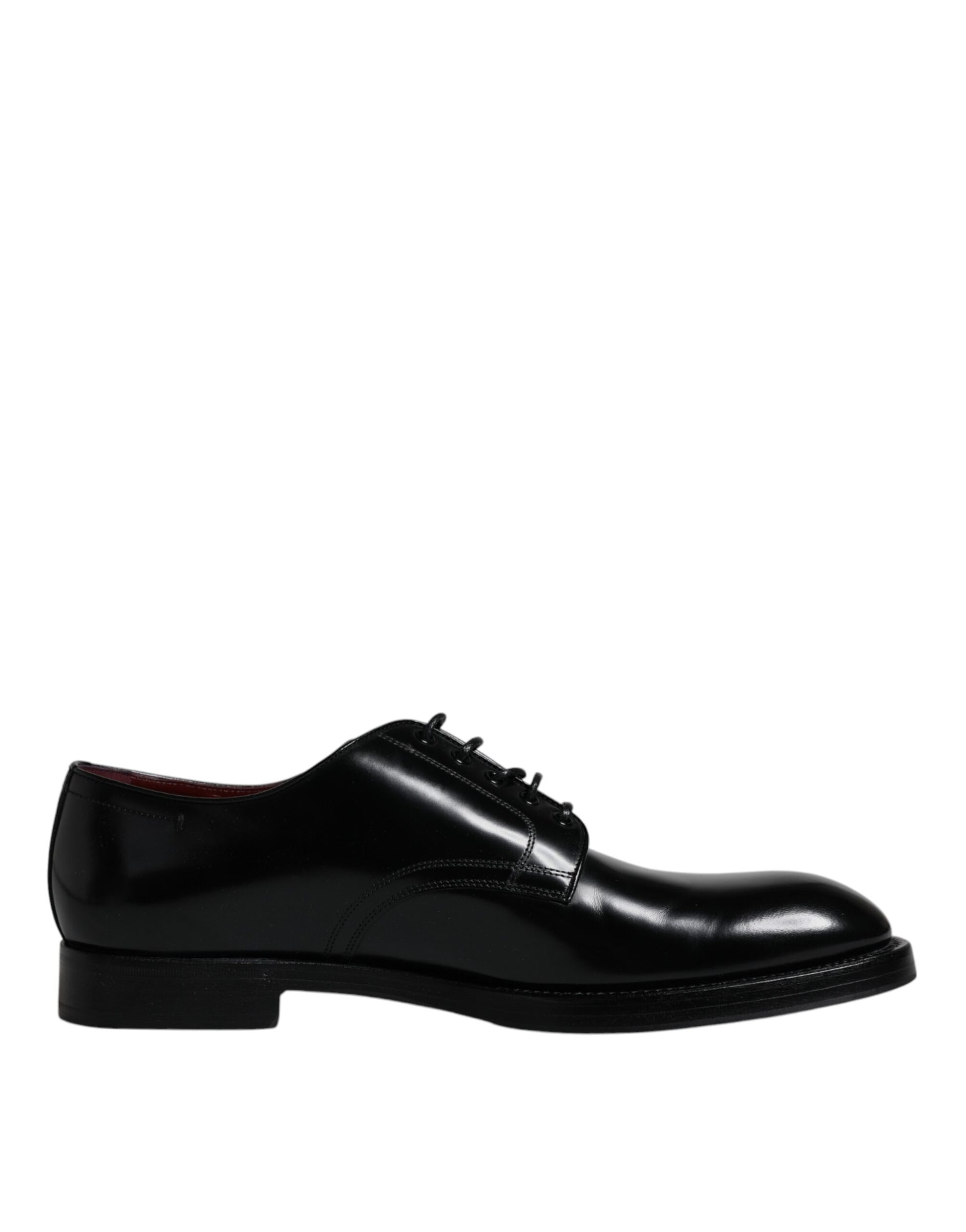 Dolce & Gabbana Black Leather Lace Up Men Derby Formal Shoes - EU46/US13