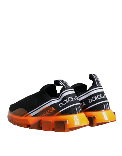 Dolce & Gabbana Black Orange Sorrento Slip On Sneakers Shoes - EU40/US7