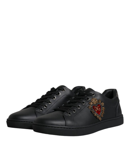 Dolce & Gabbana Black London Sacred Heart Men Sneakers Shoes - EU40/US7