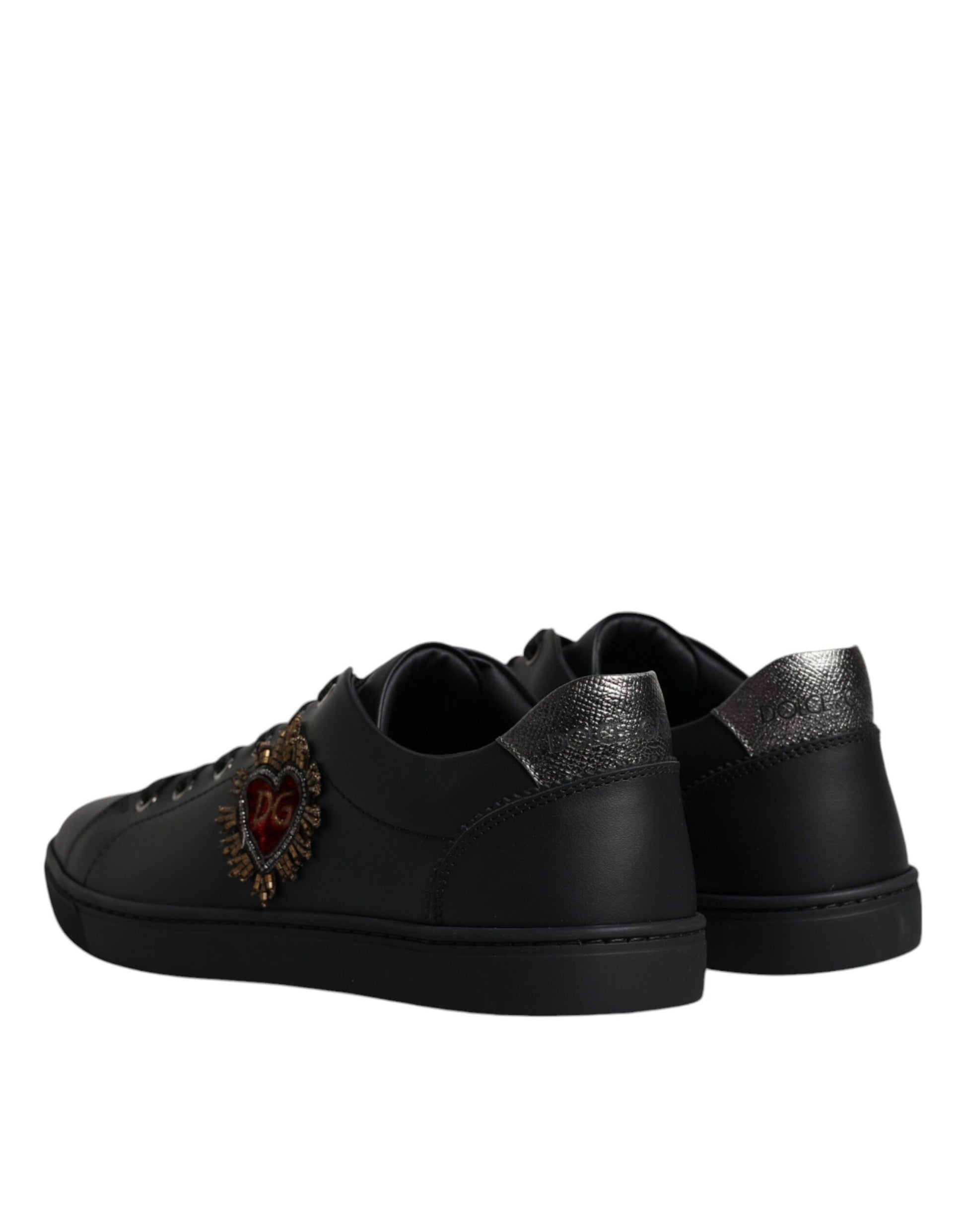 Dolce & Gabbana Black London Sacred Heart Men Sneakers Shoes - EU40/US7