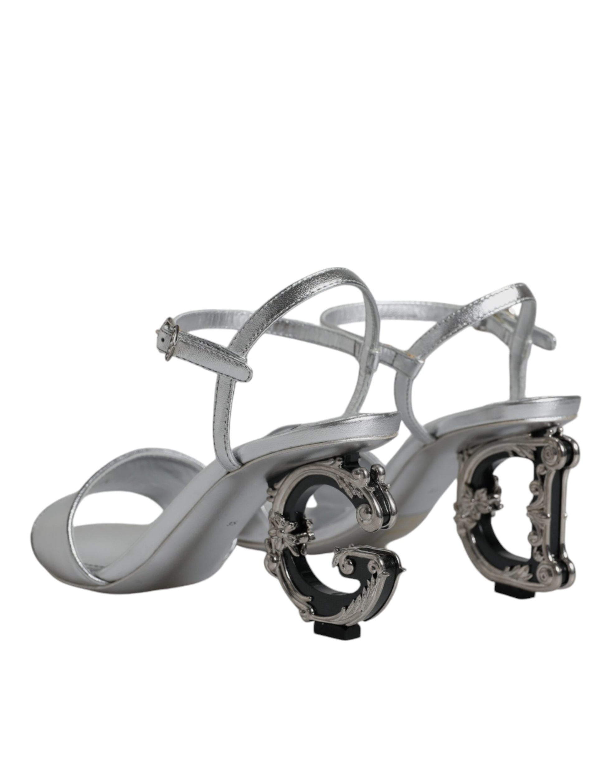 Dolce & Gabbana Silver KEIRA Heels Ankle Strap Sandals Shoes - EU35/US5