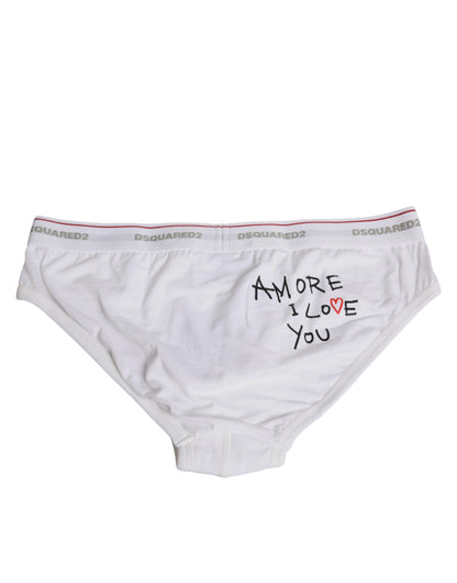 Dsquared² White Cotton Stretch Women Mid Waist Panty Underwear - IT3 | M