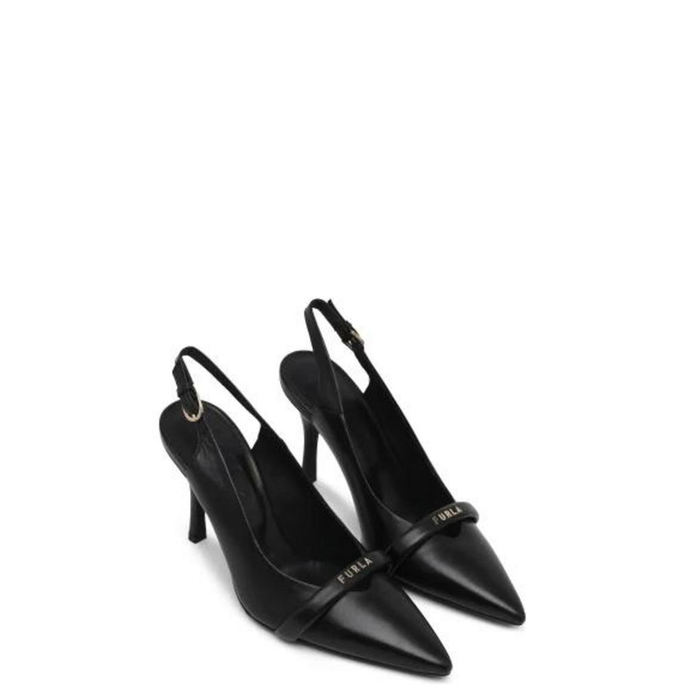 Furla Black Leather Sandal - EU38/US8