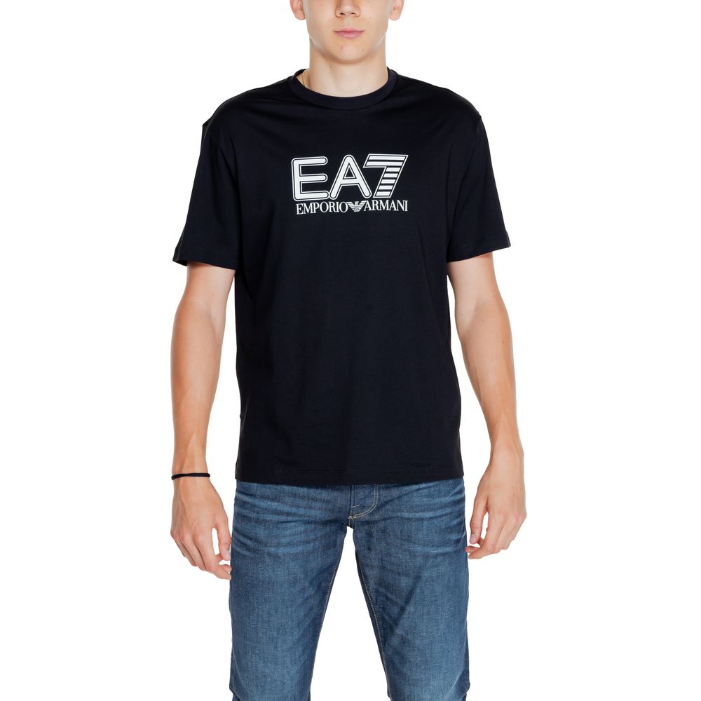 EA7 Emporio Armani Black Cotton T-Shirt - IT52 | XL