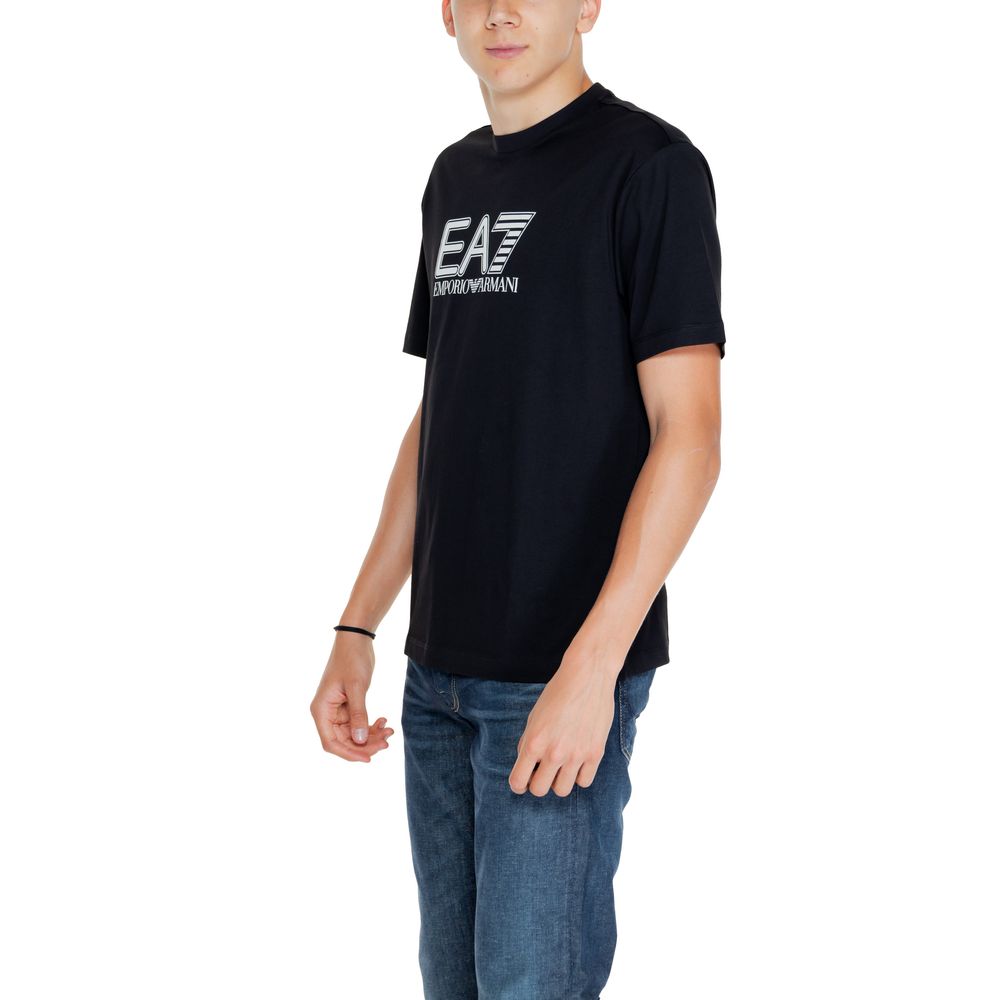 EA7 Emporio Armani Black Cotton T-Shirt - IT52 | XL