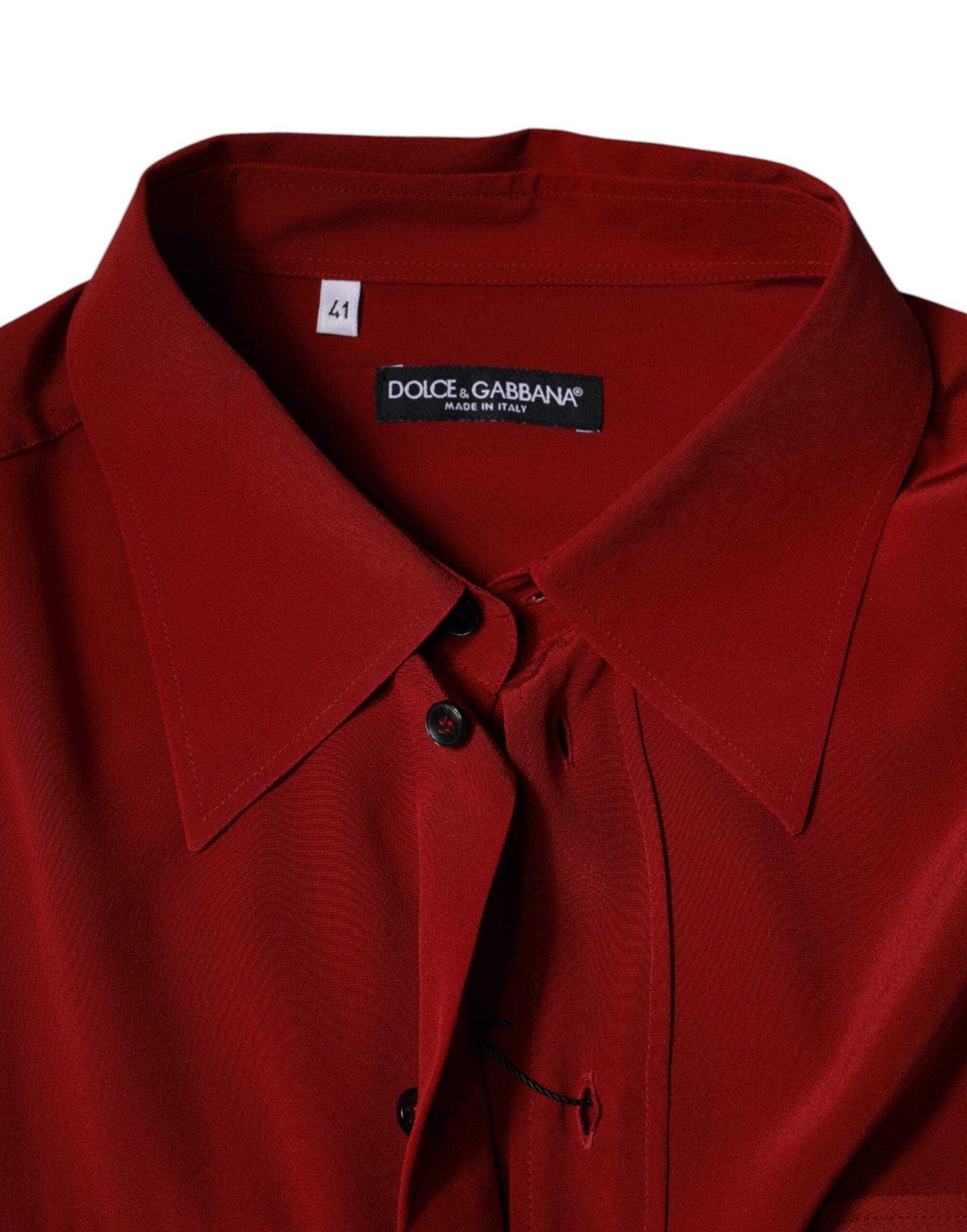 Dolce & Gabbana Red Pink Silk Collared Button Down Shirt - IT41 | L