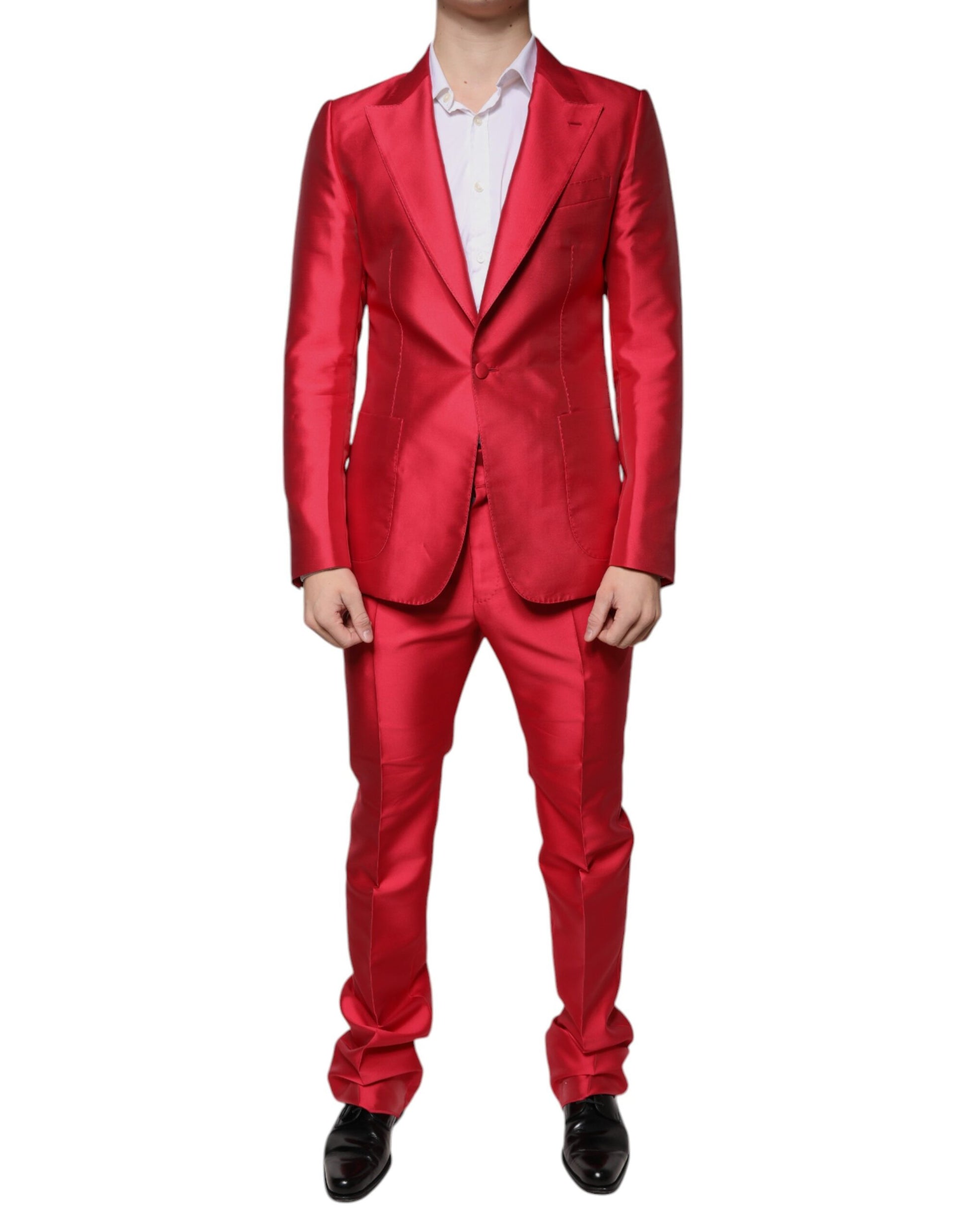 Dolce & Gabbana Red Polyester Single Breasted Formal Suit - IT48 | M